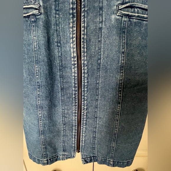 80s Mini Zip Up Denim Dress 4P - Picture 15 of 15